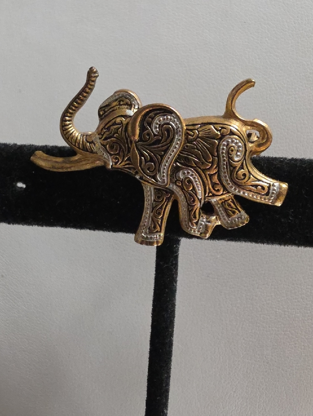 Vintage Damascene Toledoware  Elephant Brooch